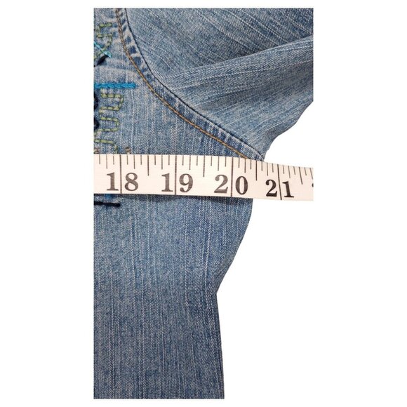 Hearts of Palm Blue Denim Jean Jacket Woman Size 8 Embroidered Beaded - Picture 12 of 16